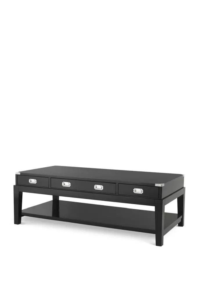 Black 3 Drawer Coffee Table Eichholtz Military Modern Living Room Furniture