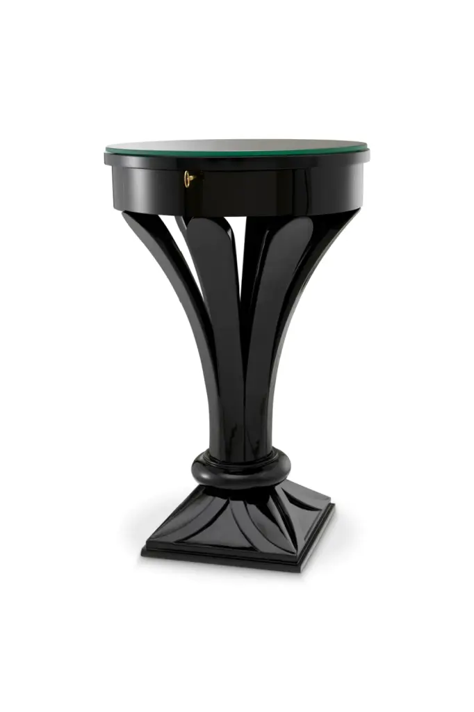 Black Round Glass Side Table Aswan Met x Eichholtz Modern End Table