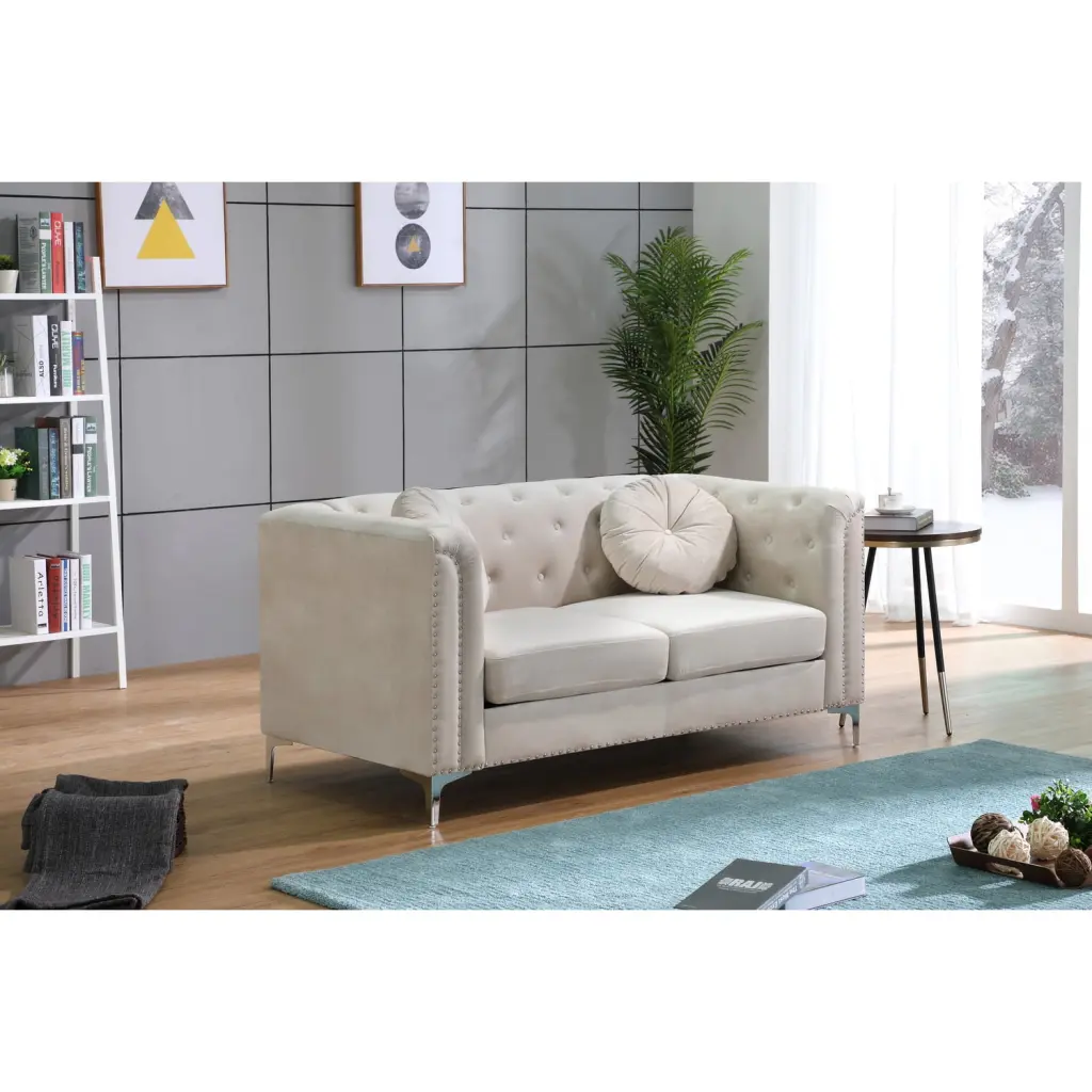 Homestock Urban Upmarket Loveseat Ivory Modern Sofa