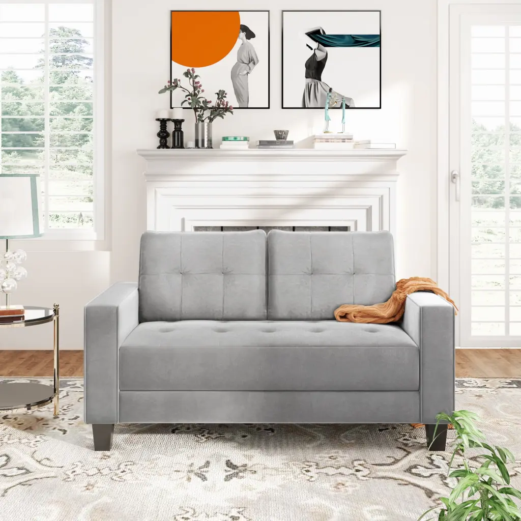 LANTRO JS Comfortable Loveseat Modern Sofa Couch Home Living Room - 2 Seat Soft Fabric Couch