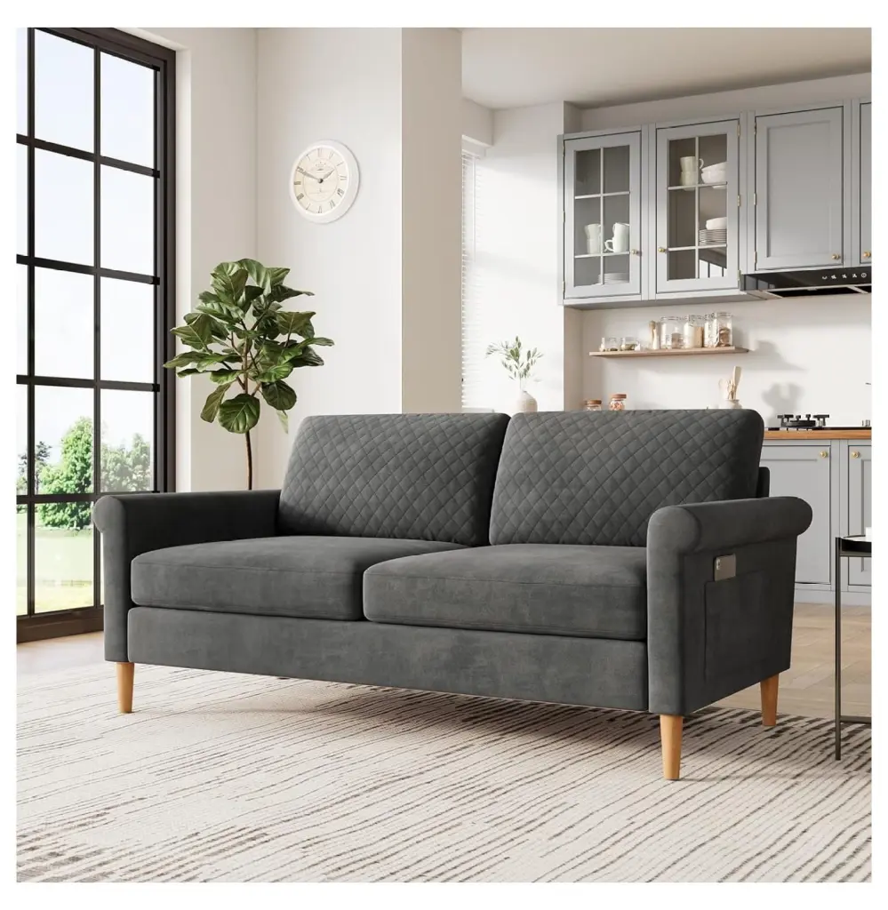 Superwum 65 Inch Loveseat Sofa Couch Small Spaces Grey