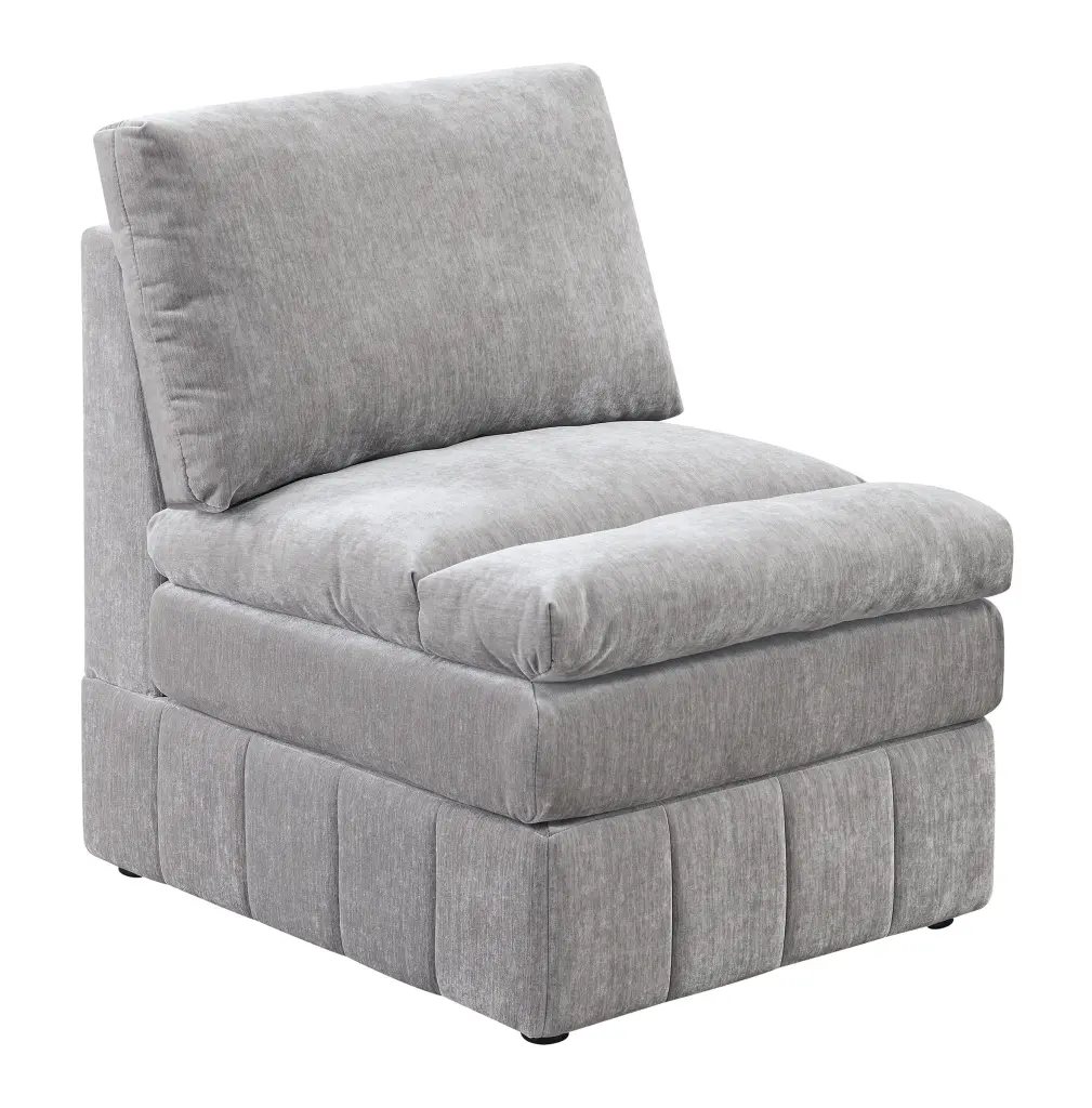 1Pc Armless Chair Modular Plush Chair Sectional Sofa Living Room Furniture Granite Morgan Suede Fabric CNCJ
