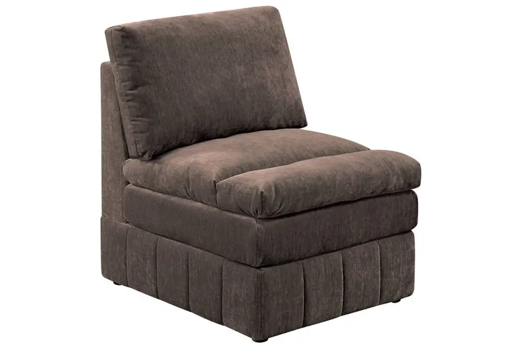 Contemporary 1Pc Armless Chair Modular Chair Sectional Sofa Living Room Furniture Mink Morgan Suede Fabric Jamini