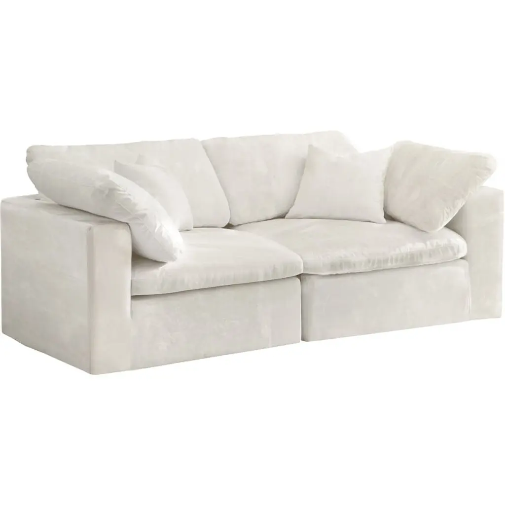 Meridian Furniture Cozy Cream Velvet Modular 2 Piece Loveseat