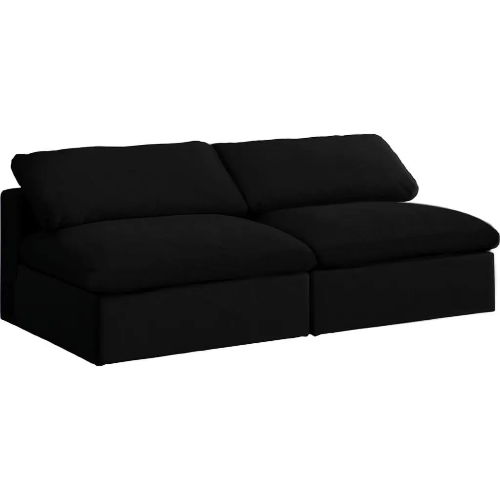 Meridian Furniture Serene Black Linen Fabric Modular 2 Piece Armless Loveseat