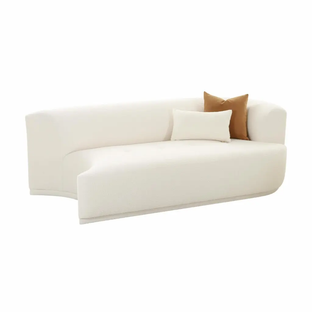 TOV Furniture Fickle Cream Boucle Modular RAF Loveseat - Contemporary Two-Seater Sofa