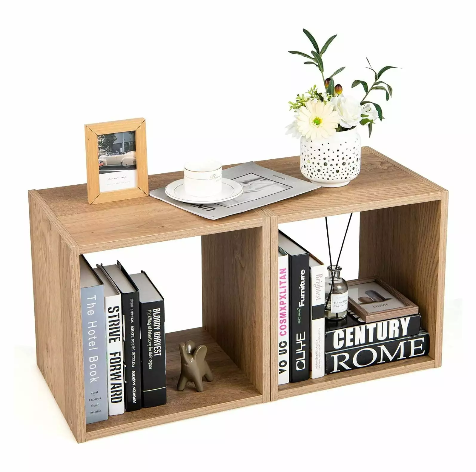 CintBllTer Stackable 2 Cube Storage Organizer Bookcase Anti-toppling Device