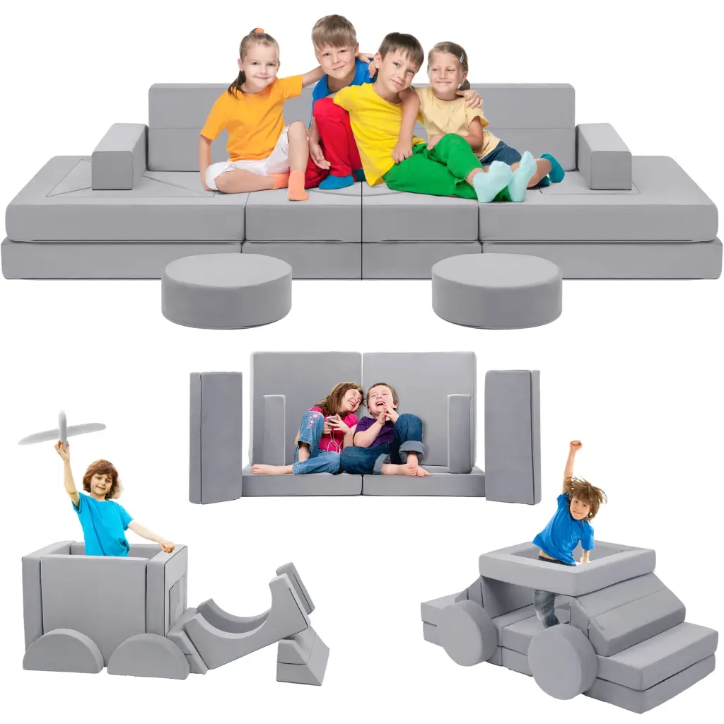 22pcs Modular Kids Play Couch Sofa Convertible Building Fort Girls Boys Toddler Fold Out Foam Sofa Tykacna