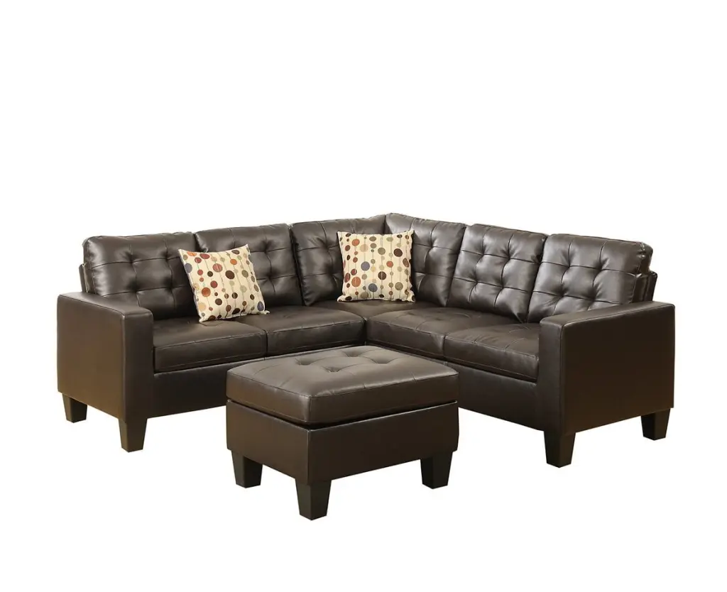 Bonded Leather 4 Piece Modular Sectional Ottoman Set Espresso - Modern Living Room Furniture Amazing Choice