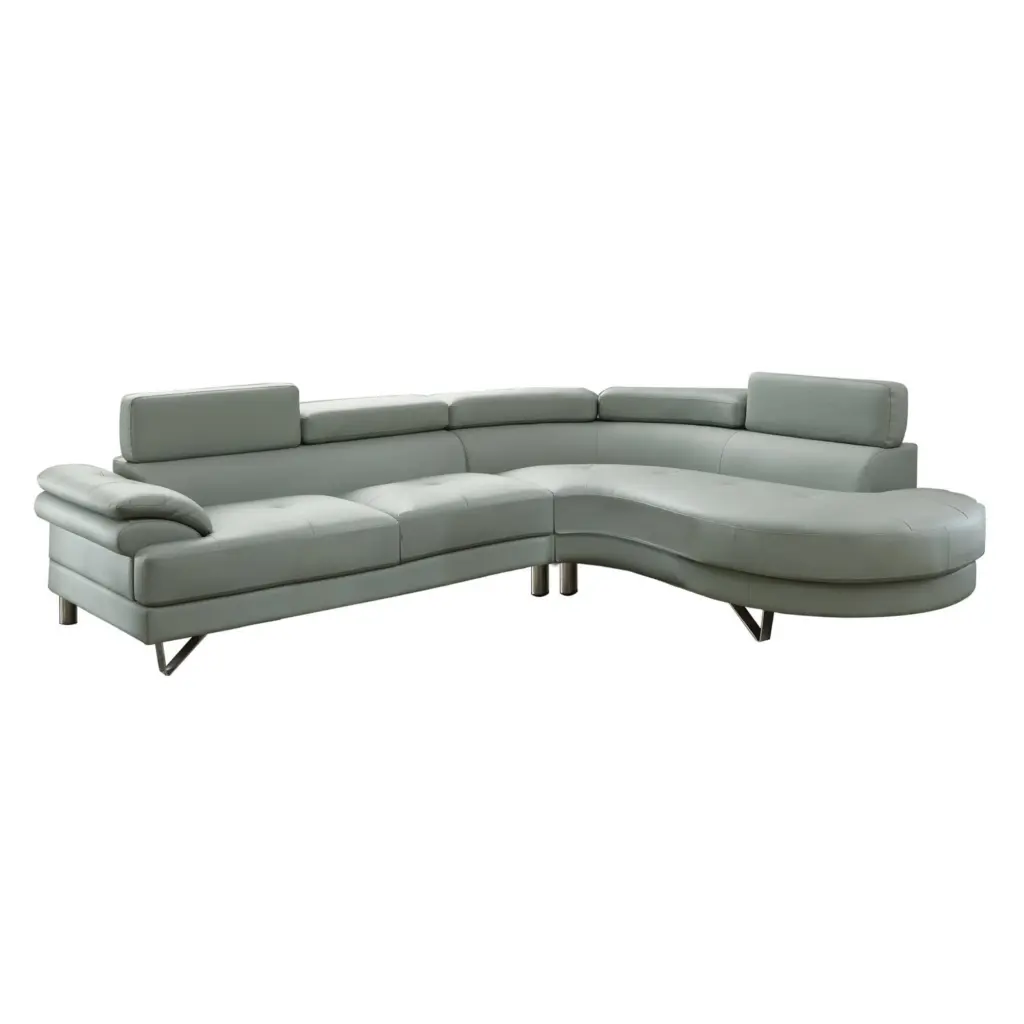 Miekor Camel Chenille Fabric Modular Sectional 6pc Set Tufted Back & Wooden Base Benzara