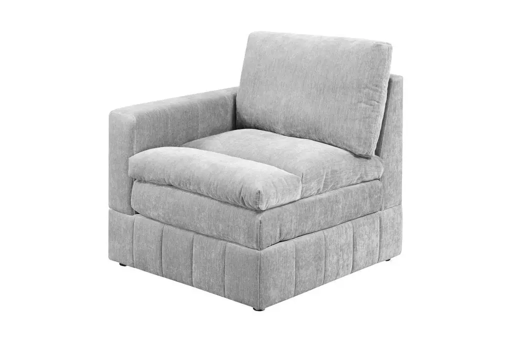 1Pc Laf Raf One Arm Chair Modular Sectional Sofa Granite Morgan Fabric Suede CNCJ