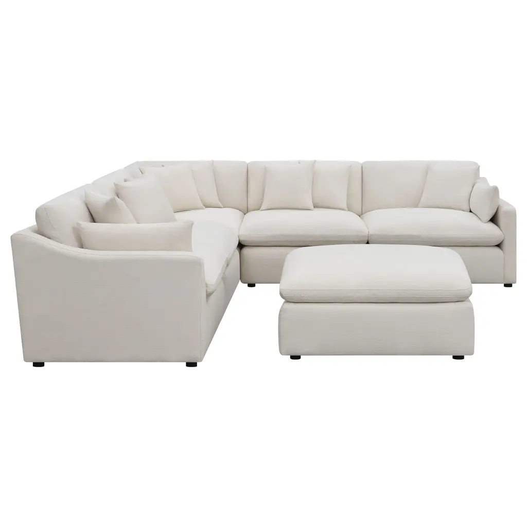 Coaster Hobson 6-Piece Fabric Upholstered Modular Sectional Off White - Modern Living Room Couch Coaster Company
