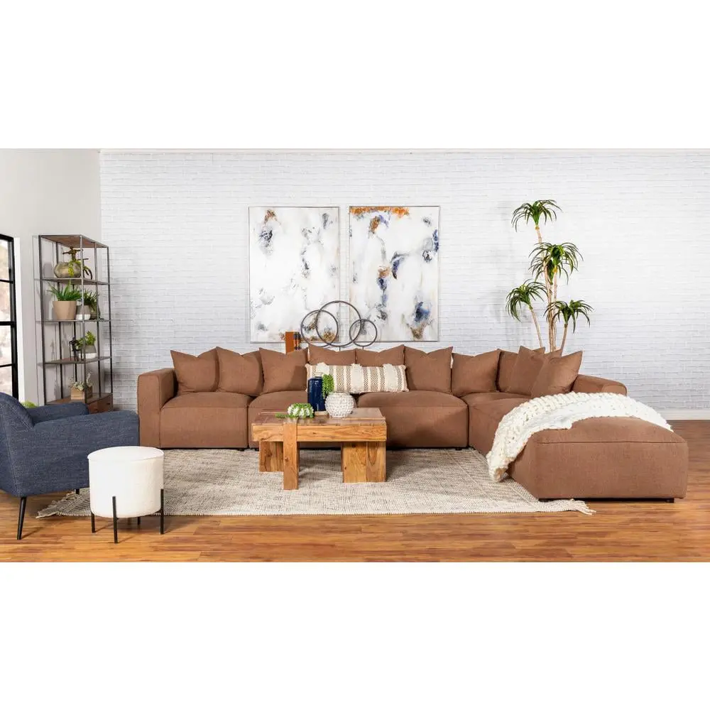 Coaster Jennifer 6-Piece Fabric Upholstered Modular Sectional Terracotta - Stylish Living Room Sofa Coaster Company