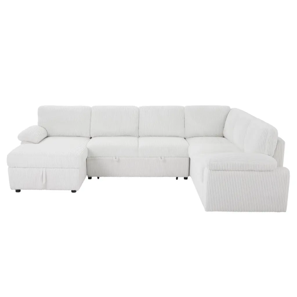 DeeHome Oversized Modular Storage Sectional Sofa Couch L Shaped Corduroy Upholstered Deep Seat Convertible Sleeper Sofabed...