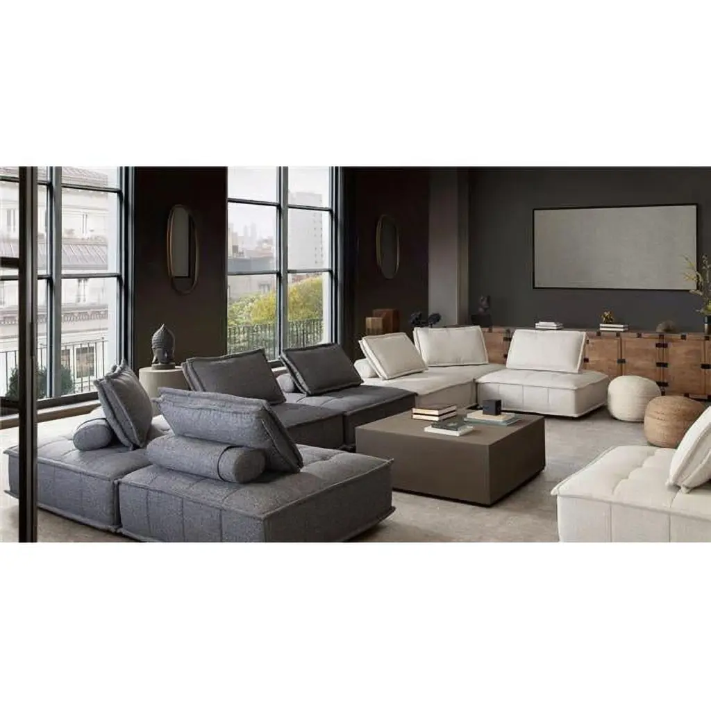 Diamond Sofa 45 Inch Square Modular Lounge 2-Piece Set Light Sand Fabric