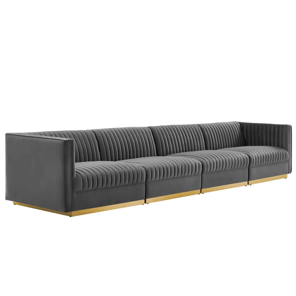 Glamorous Sanguine Velvet Modular Sectional Sofa - Comfortable and Stylish Living Room Furniture Ergode