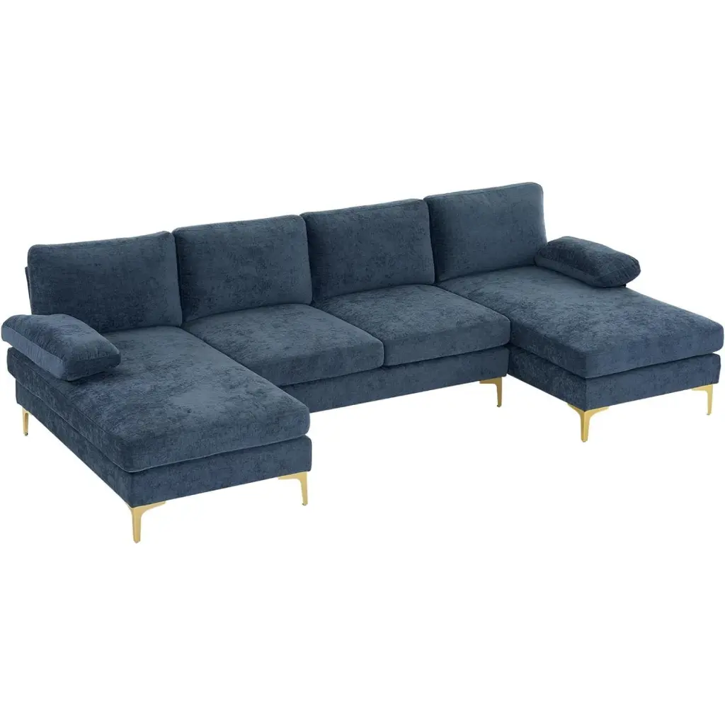 Modular Sectional Sofa Couch 110 Chenille U-Shaped 4-Seat Ottoman Living Room GoXteam