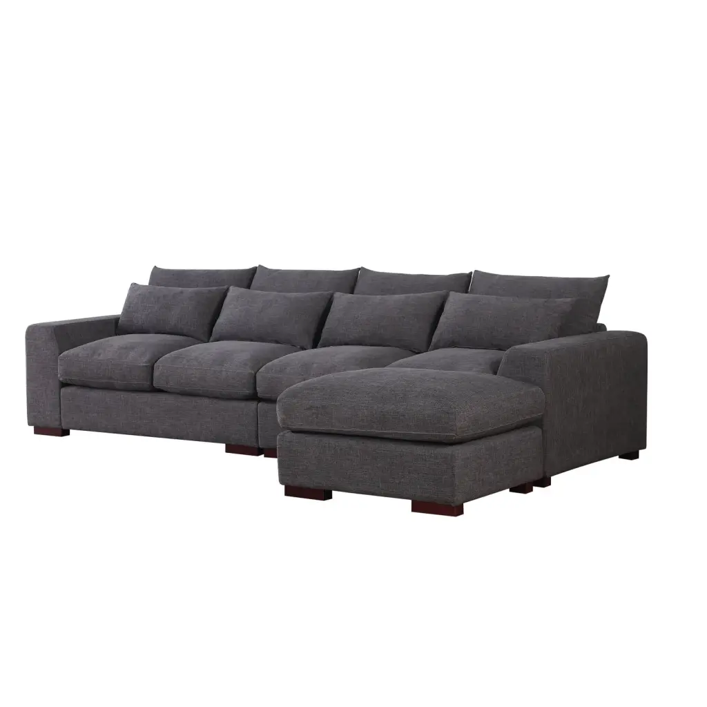 HomeStock 123.24 Fabric Square Arm Modular Reversible Sectional Sofa and Ottoman Light Gray