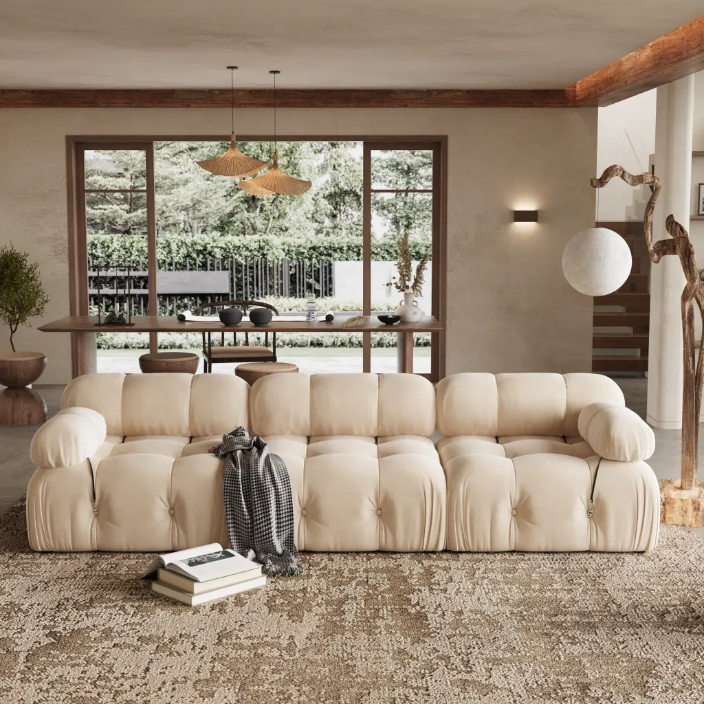 Indecor Home Modular Sectional Sofa Modern Velvet Tan Living Room Indecor Home (INDHG)