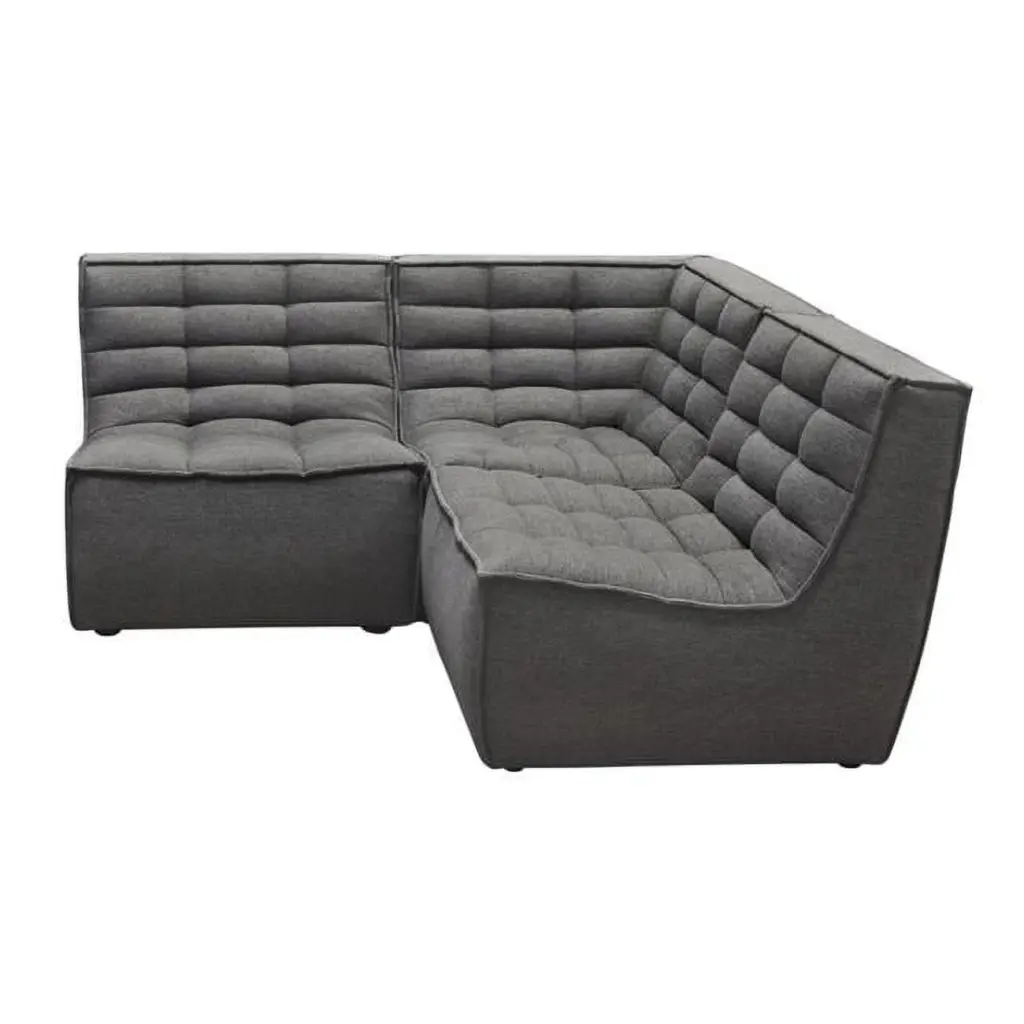 Marshall Corner Modular Sectional Scooped Seat Grey Fabric 3 Piece KD Trabajo del gobierno