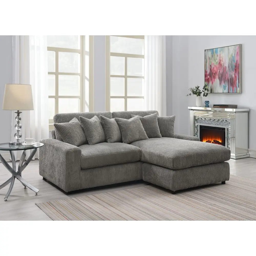 Modern Modular Sectional Sofa 6 Pillows - L Shaped Corduroy Couch Backrest Kojooin