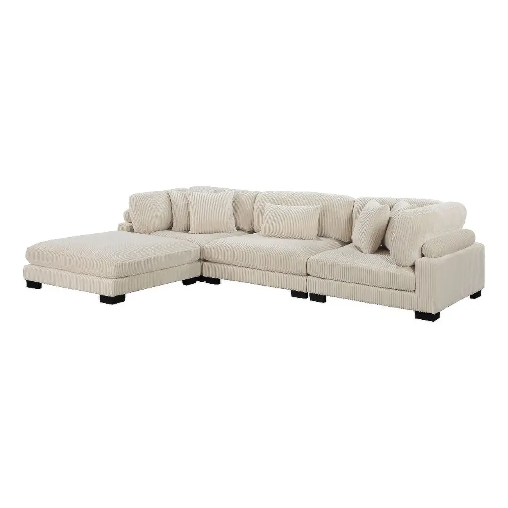 Lexicon Traverse 4-Piece Corduroy Fabric Modular Sectional Beige - Modern Living Room Sofa
