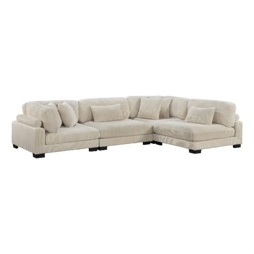 Lexicon Traverse 4-Piece Upholstered Corduroy Fabric Modular Sectional Sofa Beige Living Room