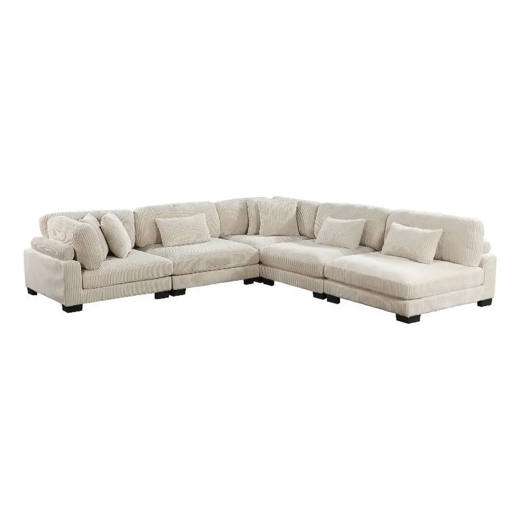 Lexicon Traverse 5-Piece Upholstered Corduroy Fabric Modular Sectional Beige