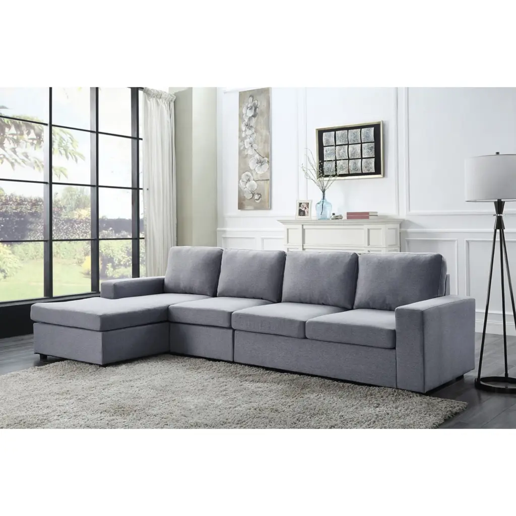 Dunlin Fabric Reversible Modular Sectional Sofa Chaise Light Gray Living Room Couch Lilola Home