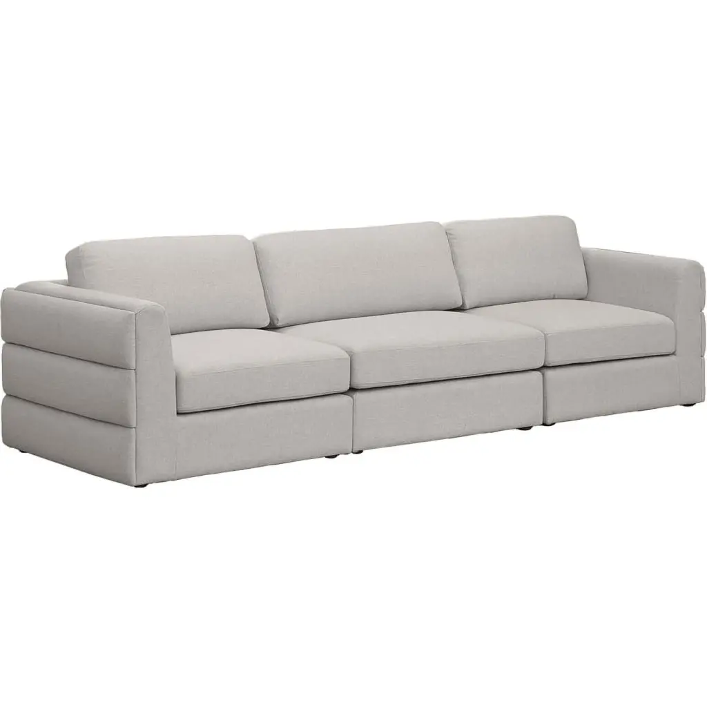 Maklaine Contemporary Beige Durable Linen Textured Fabric Modular Sofa