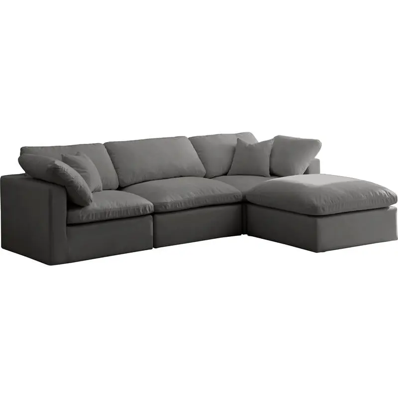 Maklaine Contemporary Gray Velvet Modular Sectional Sofa