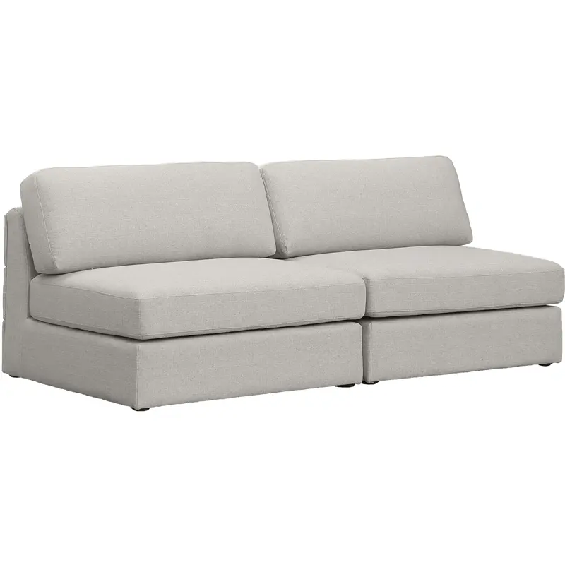 Maklaine Contemporary Modular Sofa - Beige Durable Linen Textured Fabric - Modern Living Room Furniture