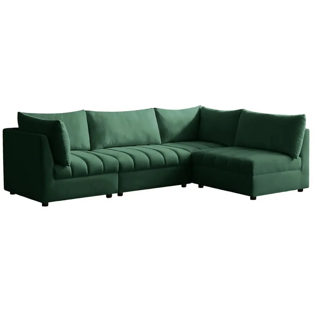 Maklaine Contemporary Velvet Modular Sectional Green Finish
