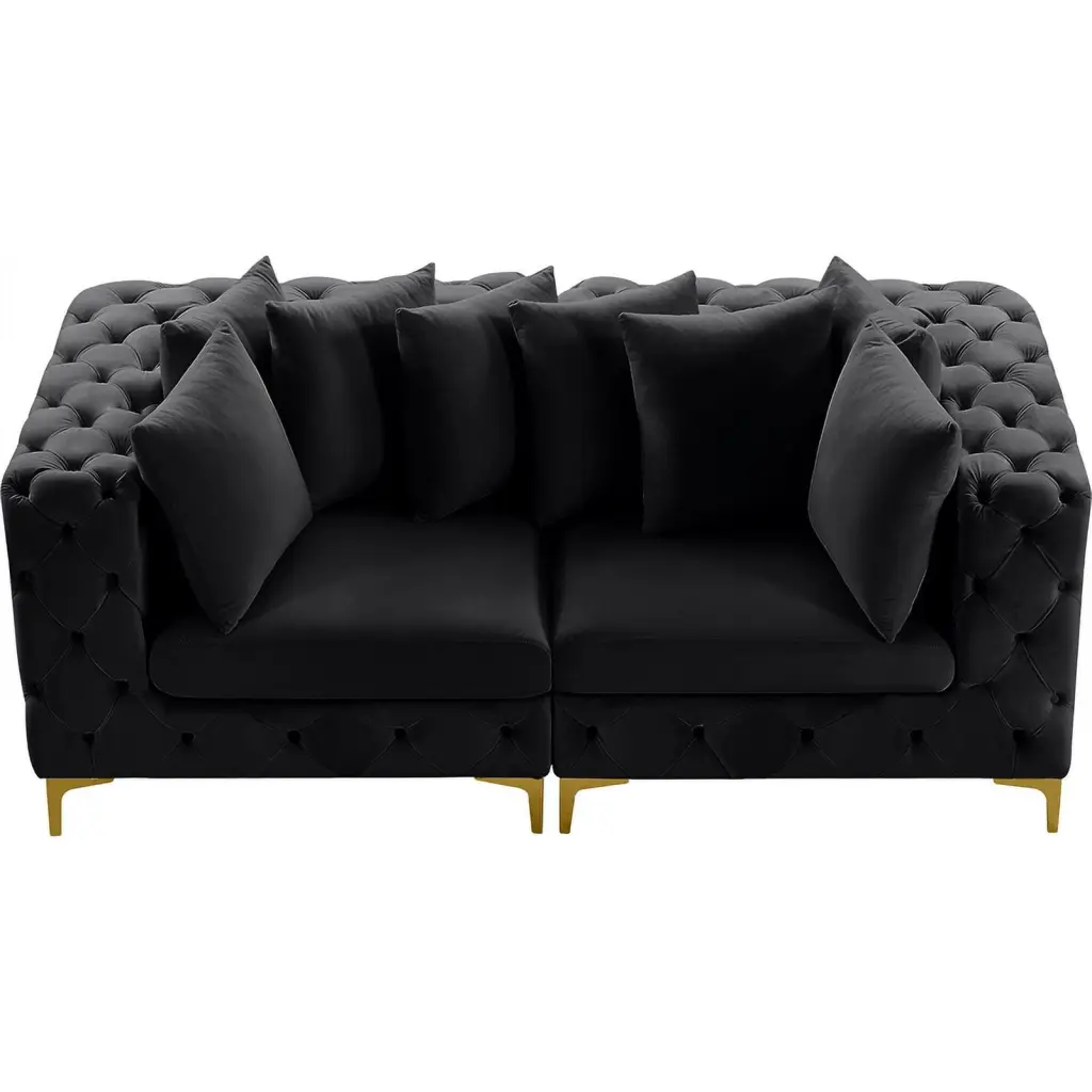 Maklaine Modern Contemporary Black Finish Velvet Modular Sofa