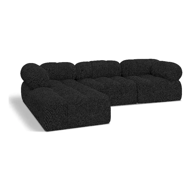 Meridian Furniture Ames Black Boucle Fabric Modular Sectional Sofa