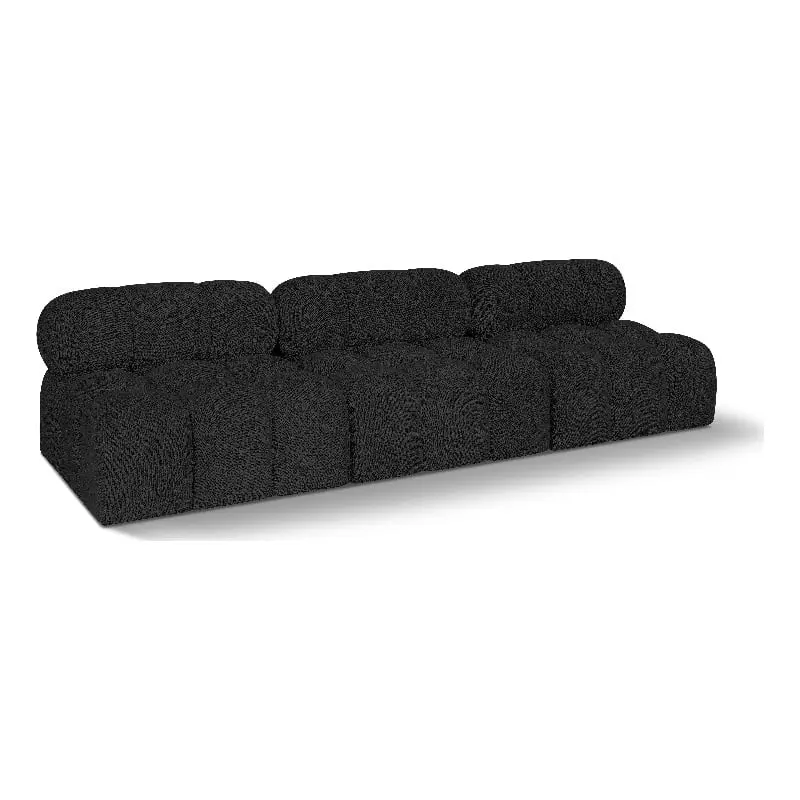 Meridian Furniture Ames Black Boucle Fabric Modular Sofa Living Room