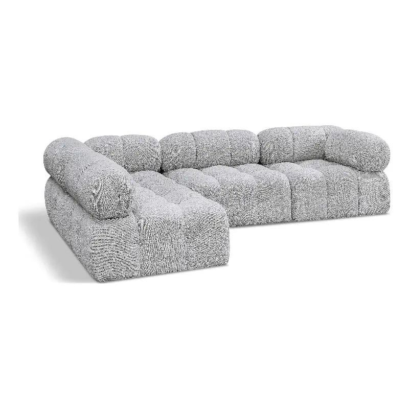Meridian Furniture Ames Grey Boucle Fabric Modular Sectional - Soft Textured Sofa