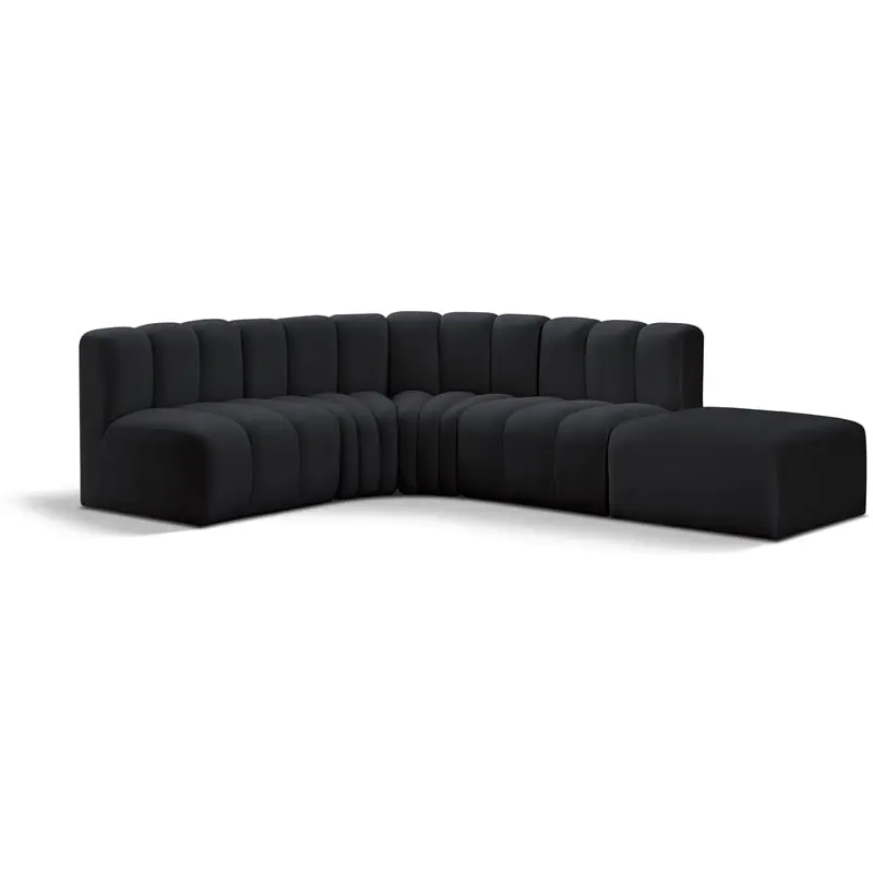 Meridian Furniture Arc Black Velvet Modular Sofa Contemporary Living Room Sectional