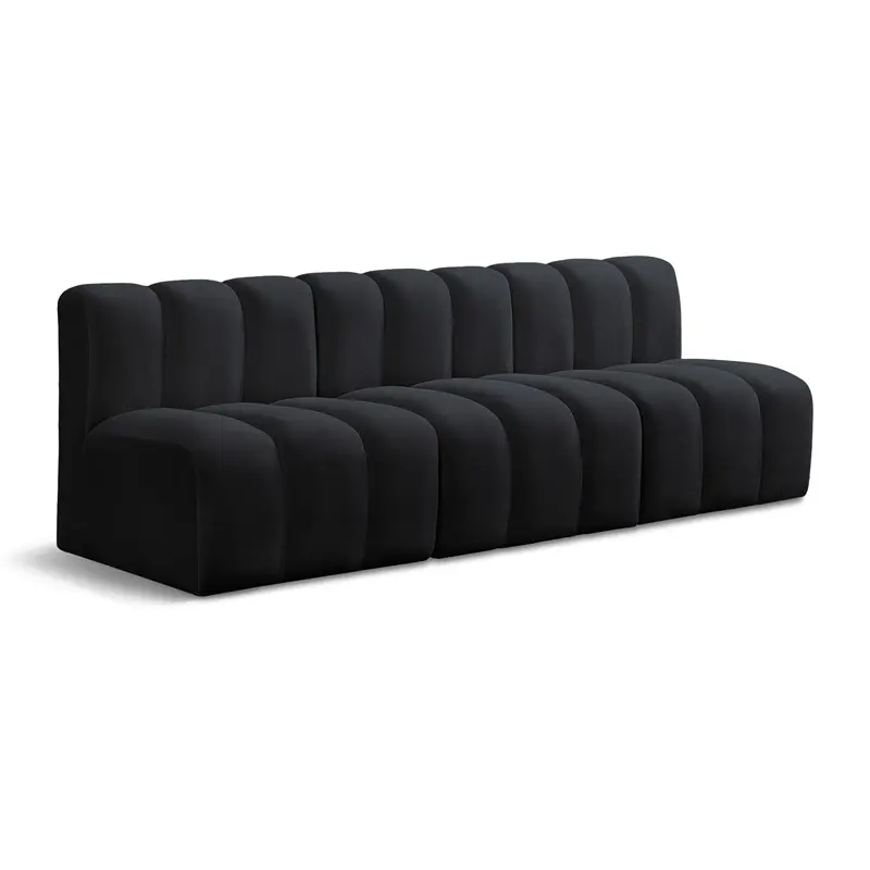 Meridian Furniture Arc Black Velvet Modular Sofa Luxurious Living Room Sectional
