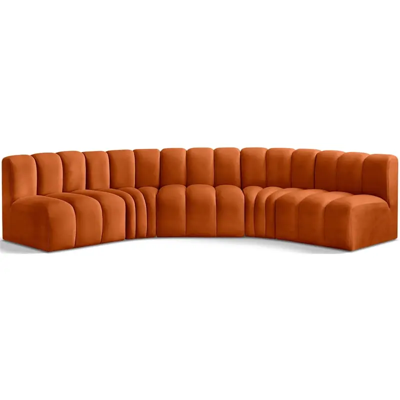 Meridian Furniture Arc Cognac Velvet Modular Sofa