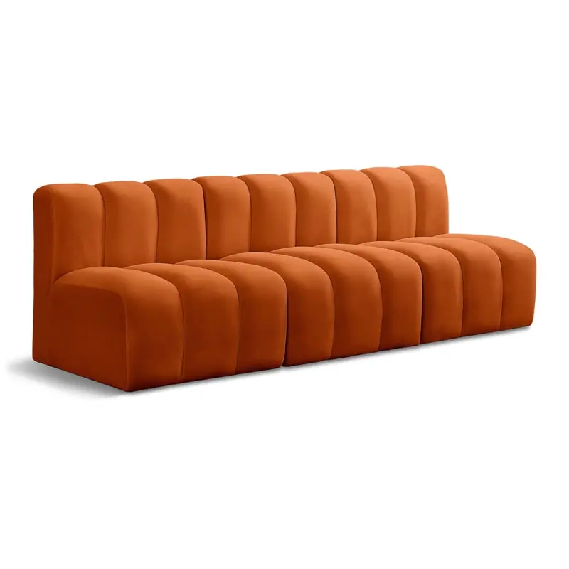 Meridian Furniture Arc Cognac Velvet Modular Sofa Premium Living Room Sectional