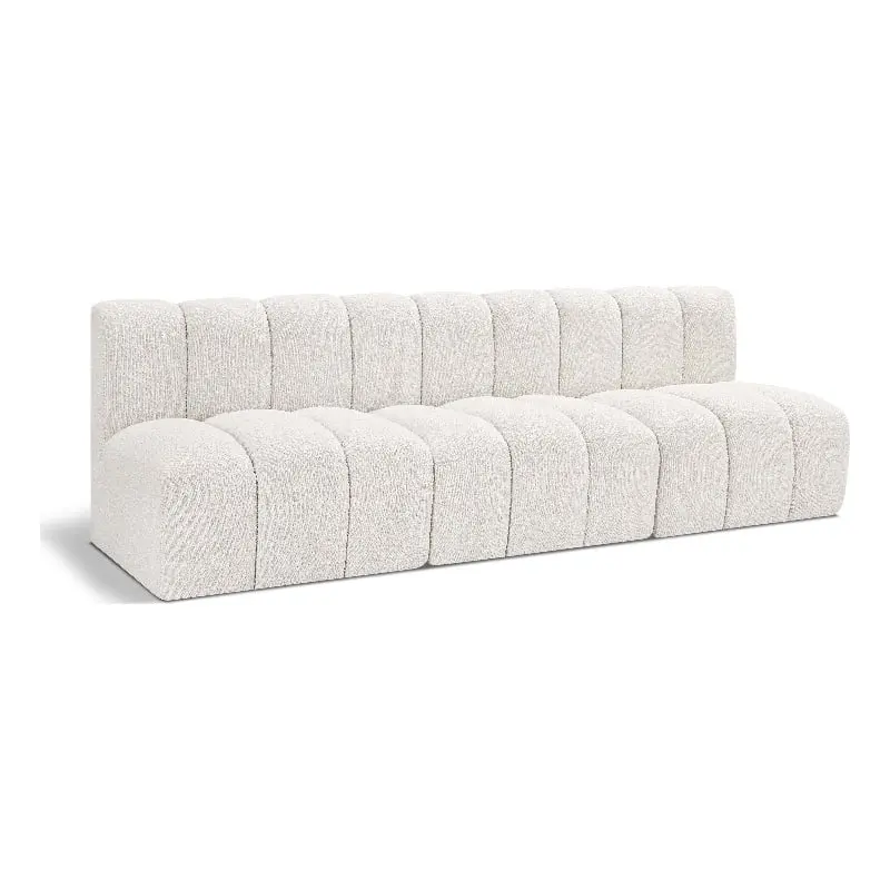 Meridian Furniture Arc Cream Boucle Fabric Modular Sofa Modern Living Room Centerpiece