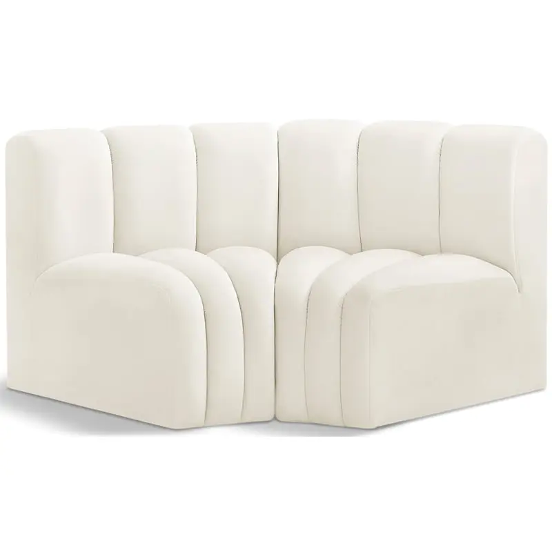 Meridian Furniture Arc Cream Velvet Modular Sofa Contemporary Living Spaces