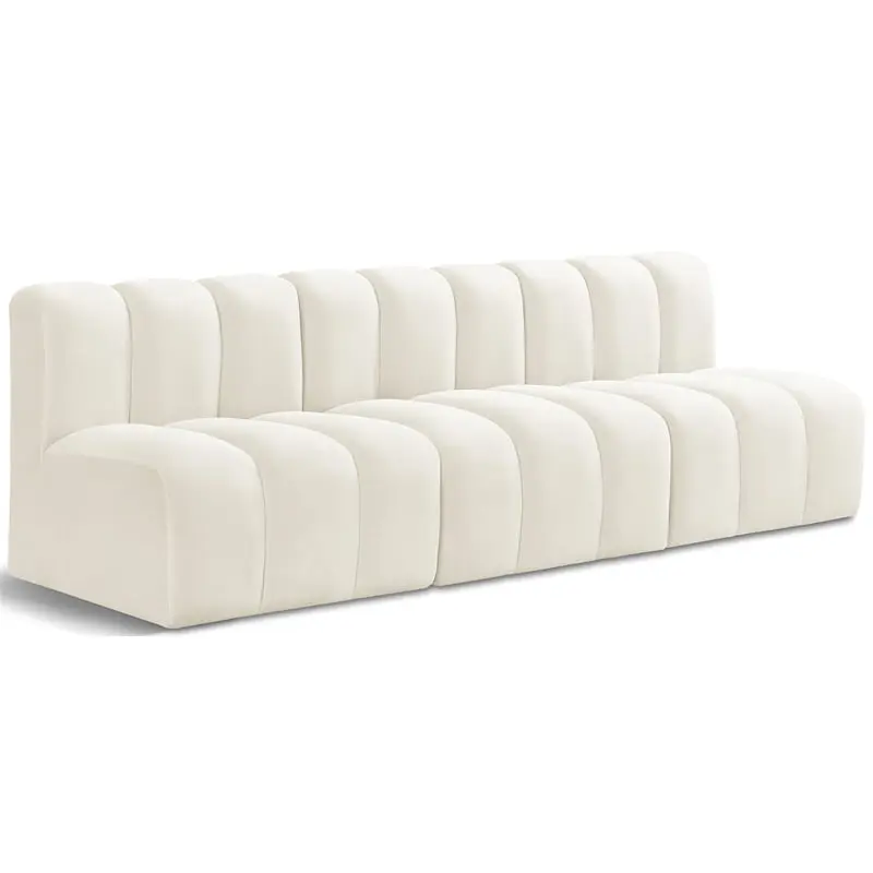 Meridian Furniture Arc Cream Velvet Modular Sofa Soft Living Room Sectional