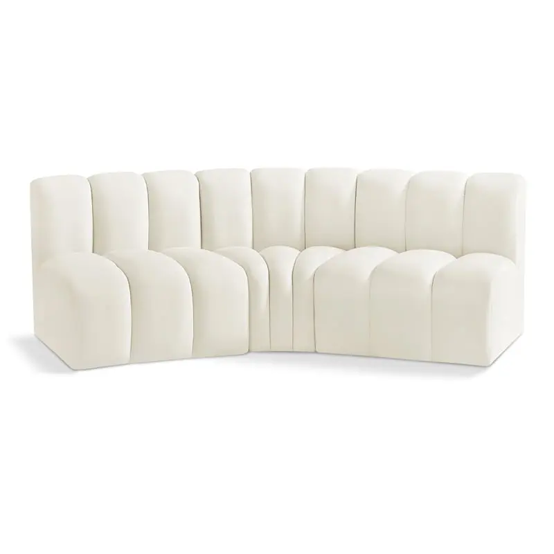 Meridian Furniture Arc Cream Velvet Modular Sofa Soft Contemporary Sectional