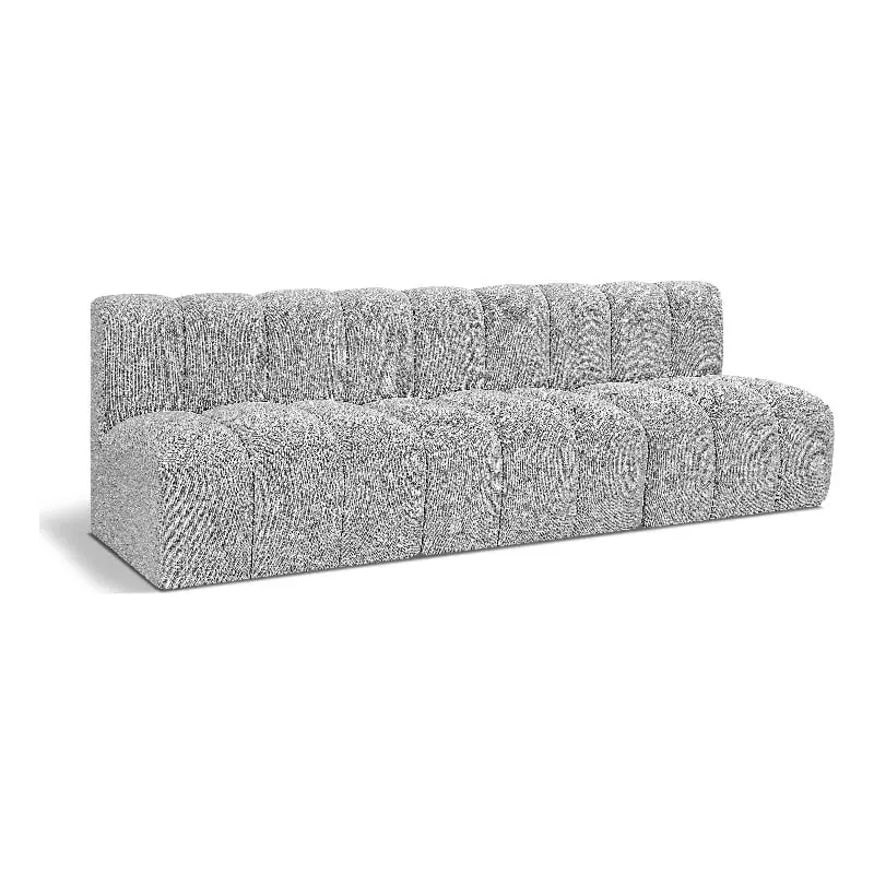 Meridian Furniture Arc Modular Sofa Grey Boucle Fabric Modern Living Room