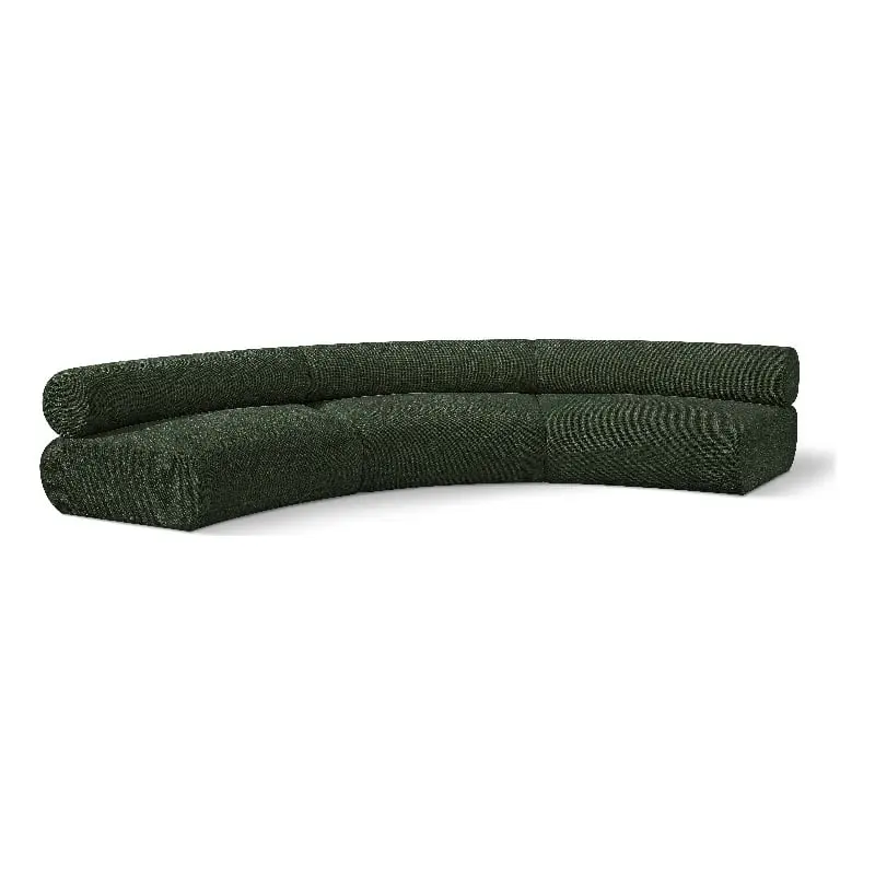 Meridian Furniture Bale Green Chenille Fabric Modular Sofa Contemporary Living Room