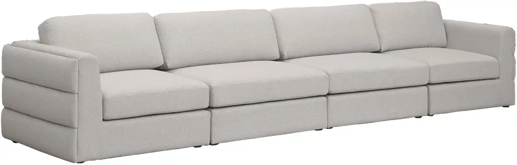 Meridian Furniture Beckham Beige Durable Linen Textured Fabric Modular Sofa