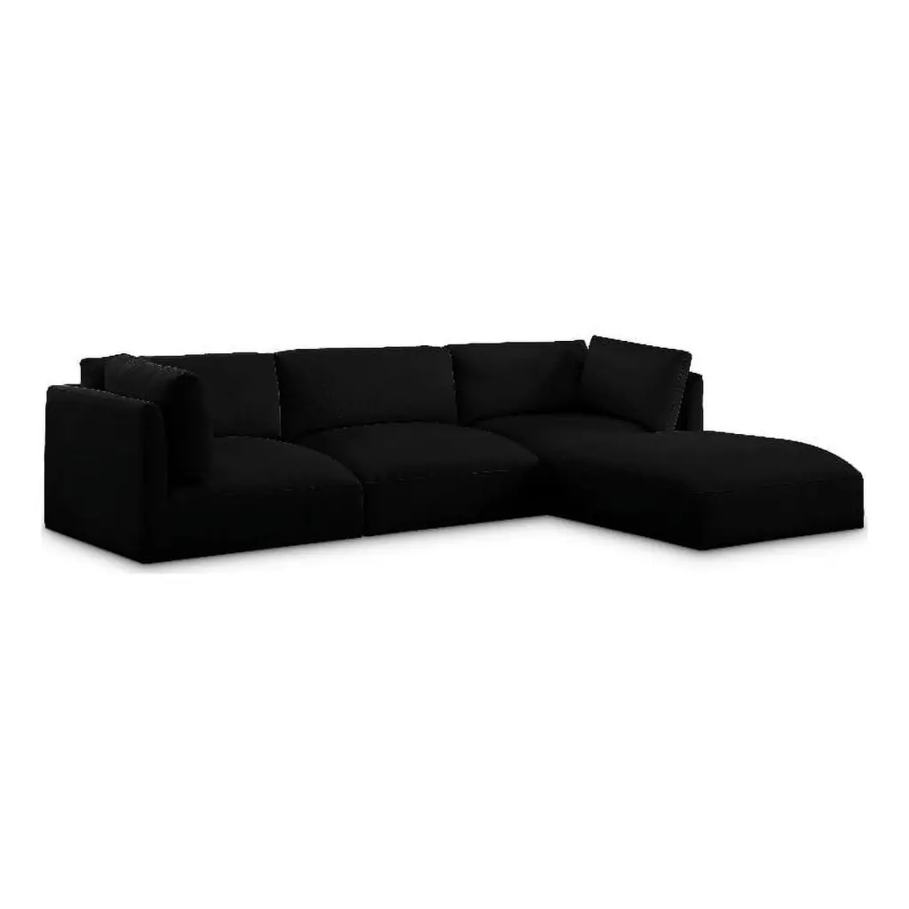 Meridian Furniture Ease Black Fabric Modular Sectional Sofa Contemporary Spaces