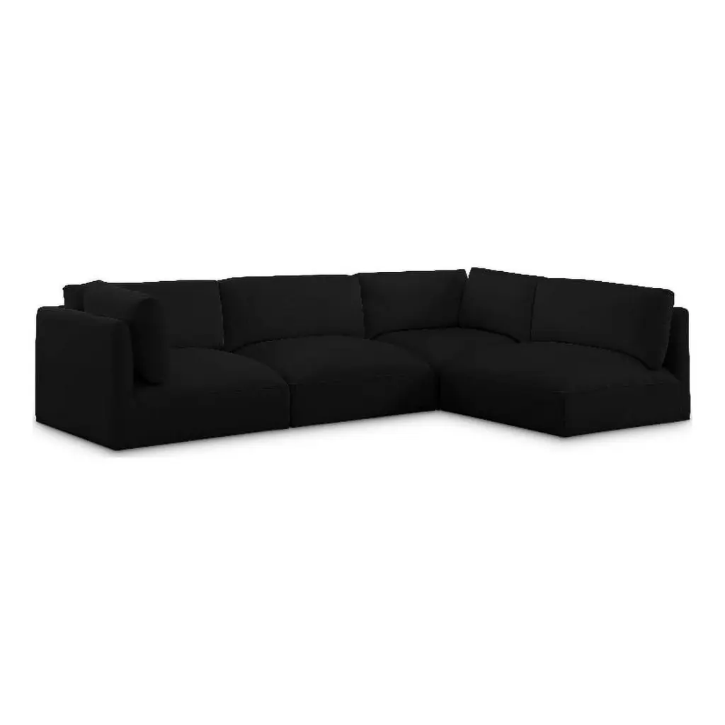Meridian Furniture Ease Black Fabric Modular Sectional - Contemporary Comfortable Sectional Sofa